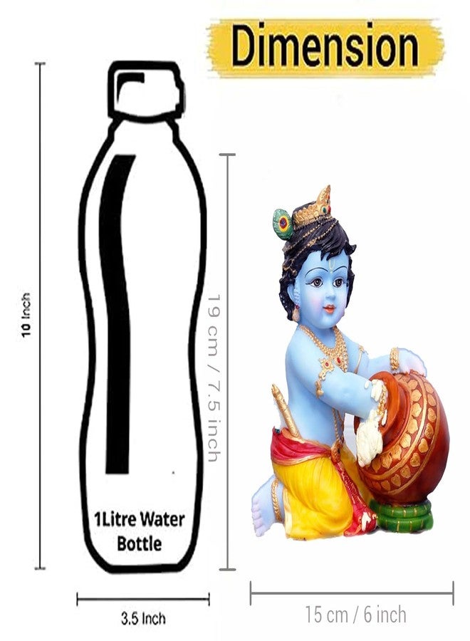 SHREE RAM IMPEX تمثال كريشنا من الراتنج من شركة شري رام إمبكس - تمثال كريشنا الصغير من الراتنج - تمثال صغير مصنوع يدويًا (أزرق) - ديكور منزلي وهدايا للورد كريشنا ماخان تشور - Image 3